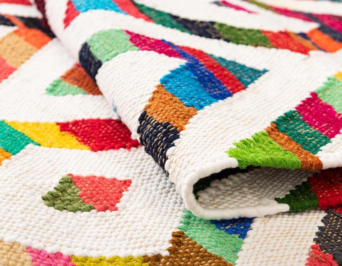 Unique Loom Indoor Rugs - Chindi Trellis Farmhouse 8x11 Rectangular Rug Multi