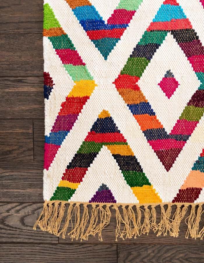 Unique Loom Indoor Rugs - Chindi Trellis Farmhouse 8x11 Rectangular Rug Multi