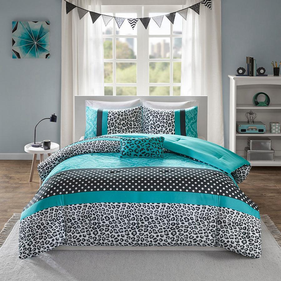 Olliix.com Comforters & Blankets - Chloe 20"D Comforter Set Teal Twin/Twin XL