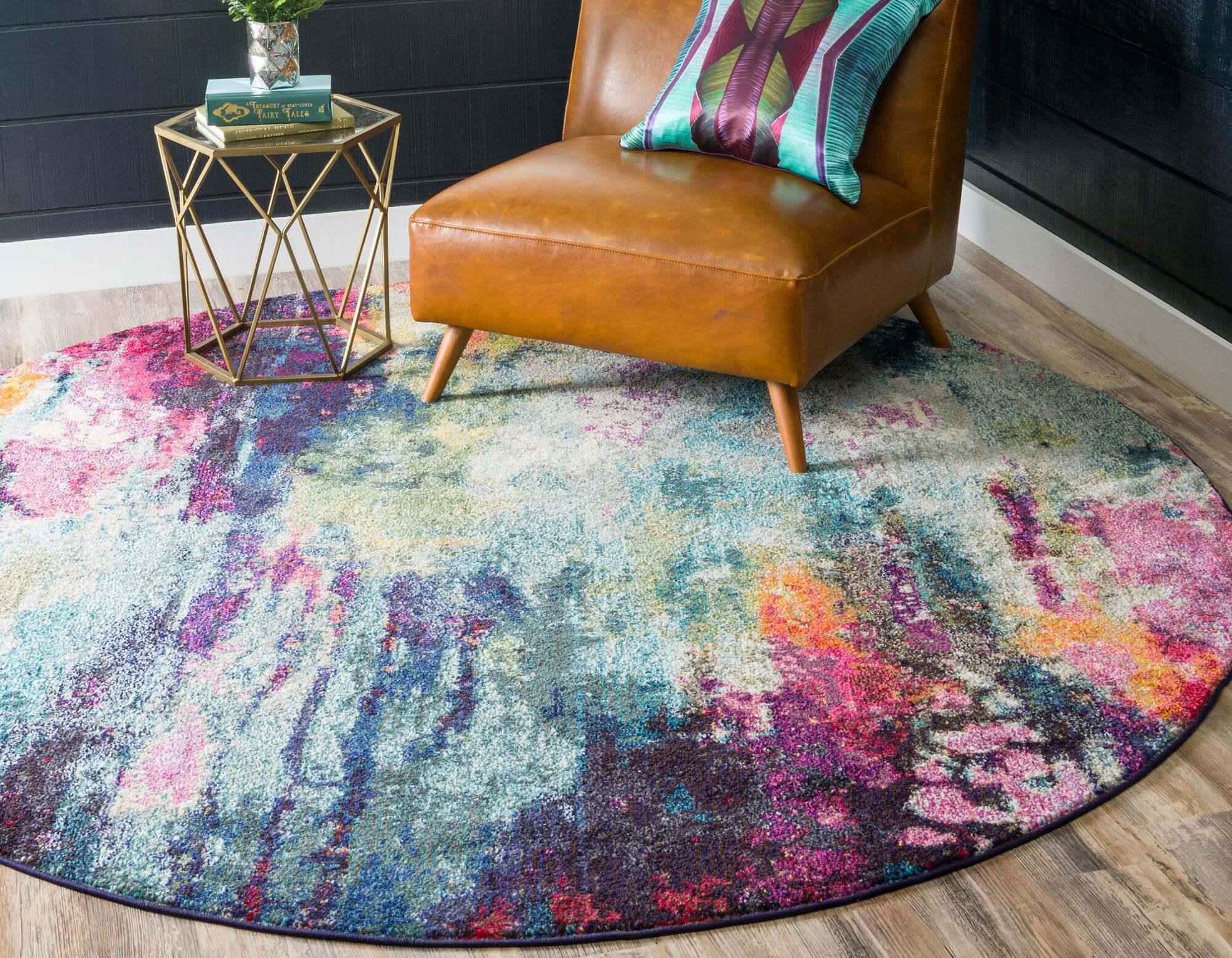 Unique Loom Indoor Rugs - Chromatic 8 Ft Round Rug Multicolor