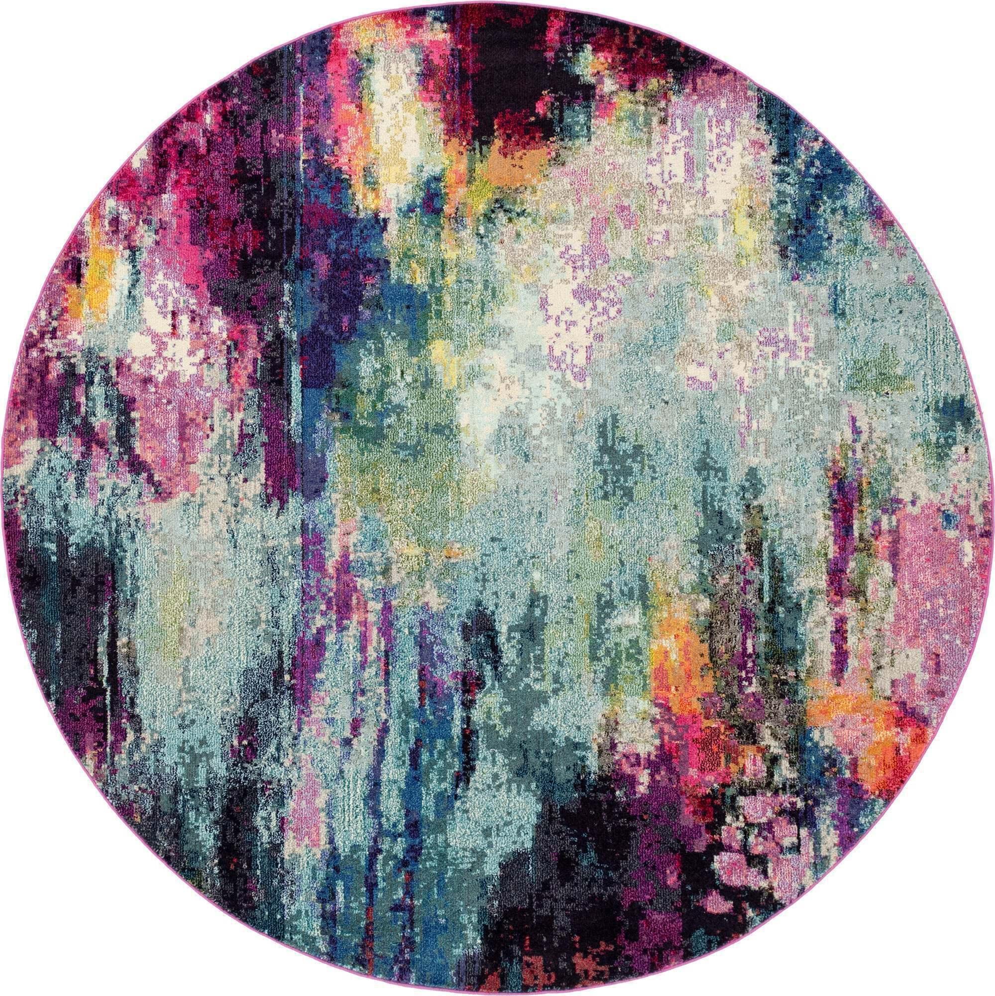 Unique Loom Indoor Rugs - Chromatic 8 Ft Round Rug Multicolor