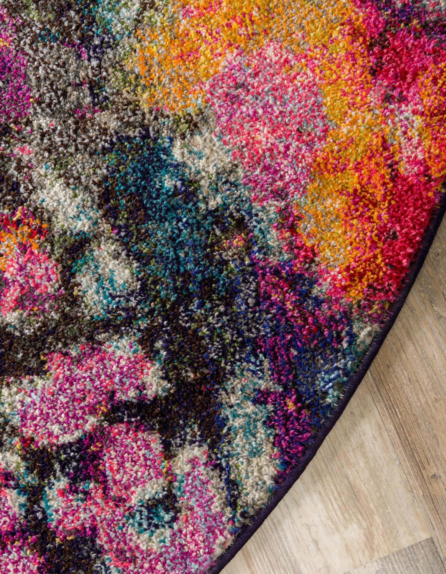 Unique Loom Indoor Rugs - Chromatic 8 Ft Round Rug Multicolor