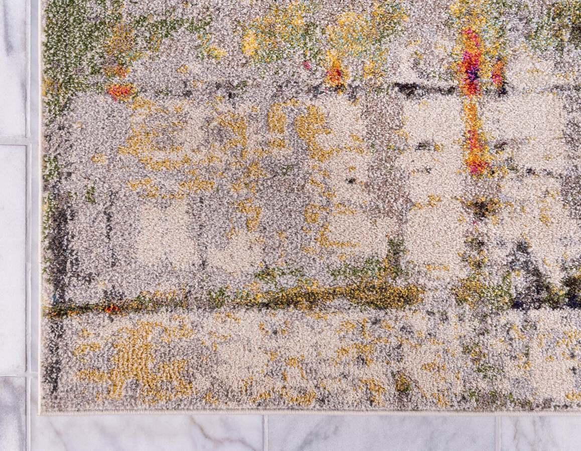 Unique Loom Indoor Rugs - Chromatic Abstract Palace Beige & Gray