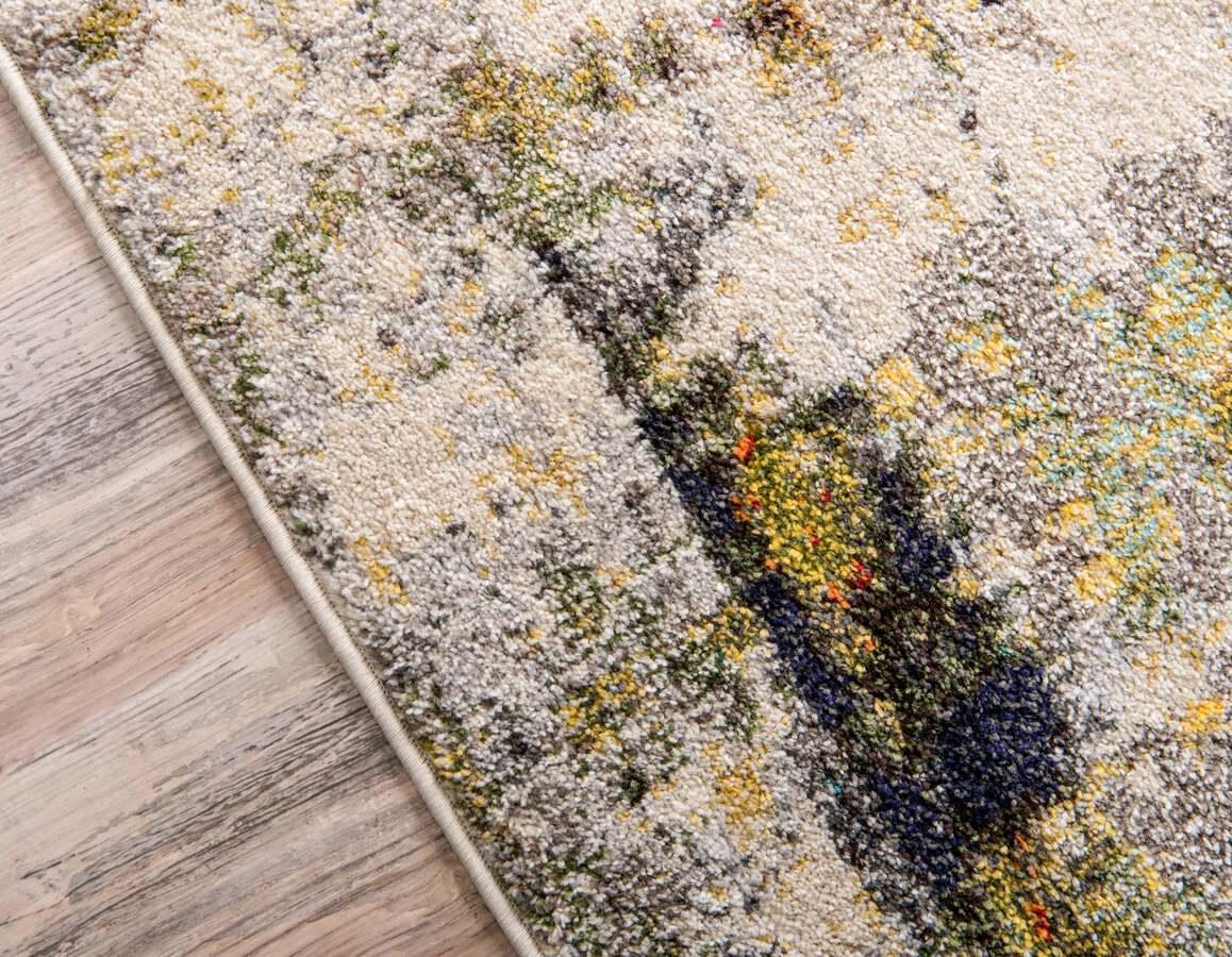 Unique Loom Indoor Rugs - Chromatic Abstract Palace Beige & Gray
