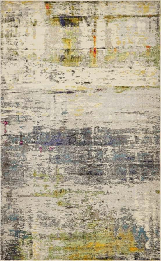 Unique Loom Indoor Rugs - Chromatic Abstract Palace Beige & Gray