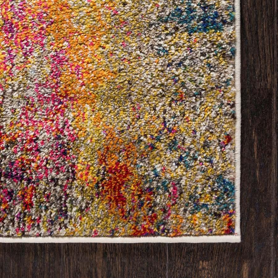 Unique Loom Indoor Rugs - Chromatic Abstract Palace Beige & Pink