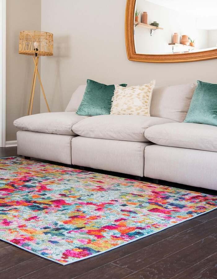 Unique Loom Indoor Rugs - Chromatic Abstract Palace Multi & Blue