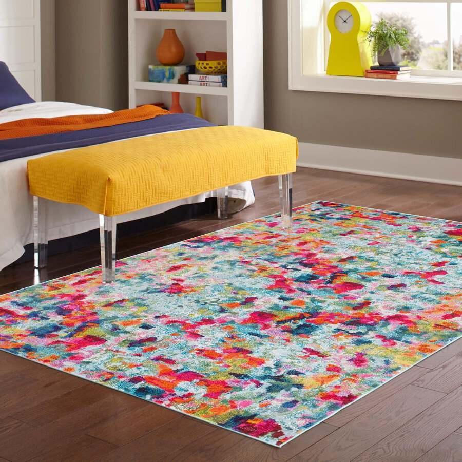 Unique Loom Indoor Rugs - Chromatic Abstract Palace Multi & Blue