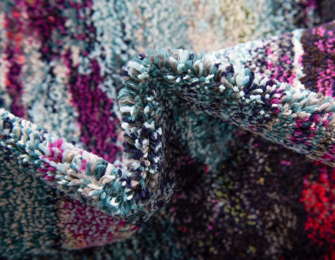 Unique Loom Indoor Rugs - Chromatic Abstract Palace Multi & Light Blue