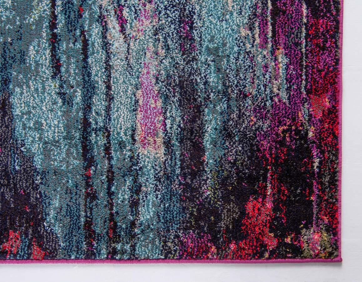 Unique Loom Indoor Rugs - Chromatic Abstract Palace Multi & Light Blue