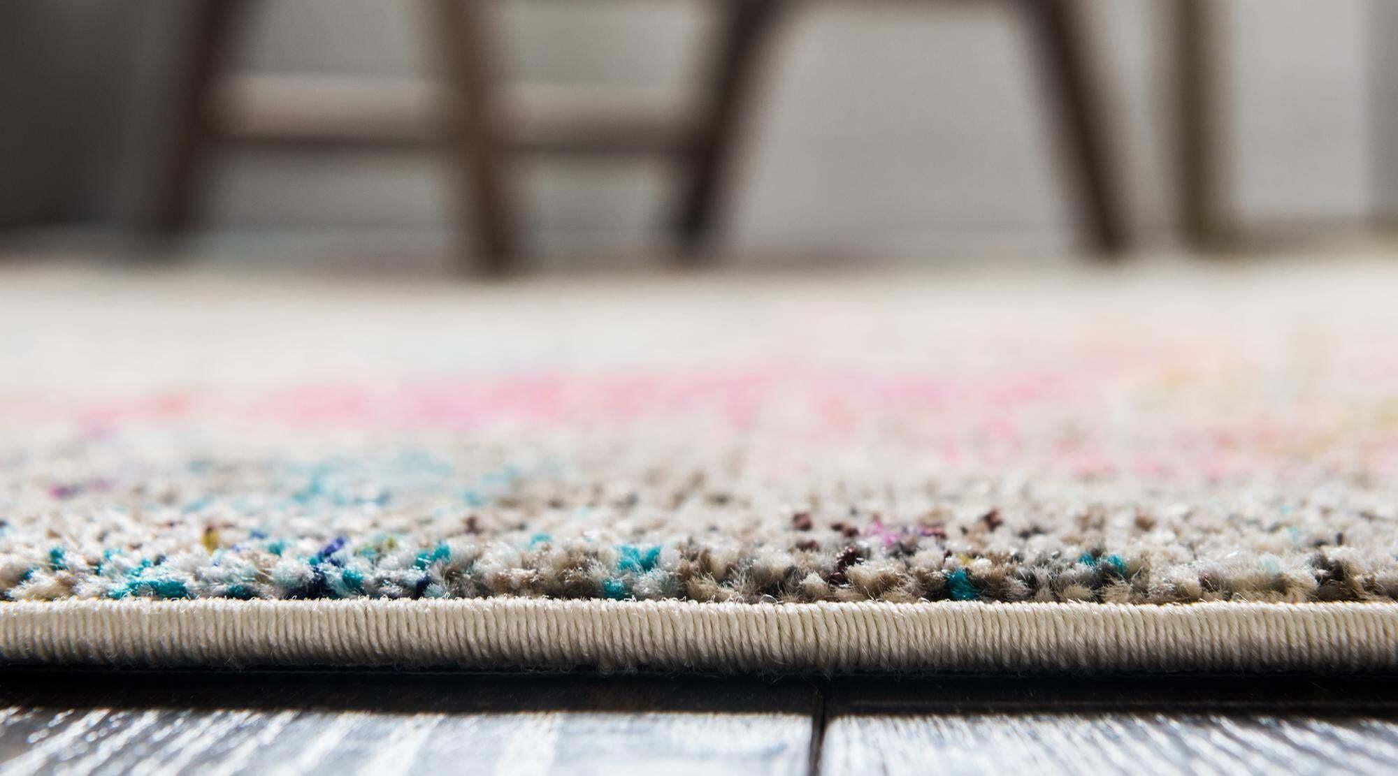 Unique Loom Indoor Rugs - Chromatic Abstract Rectangular 8x10 Rug Beige & Pink