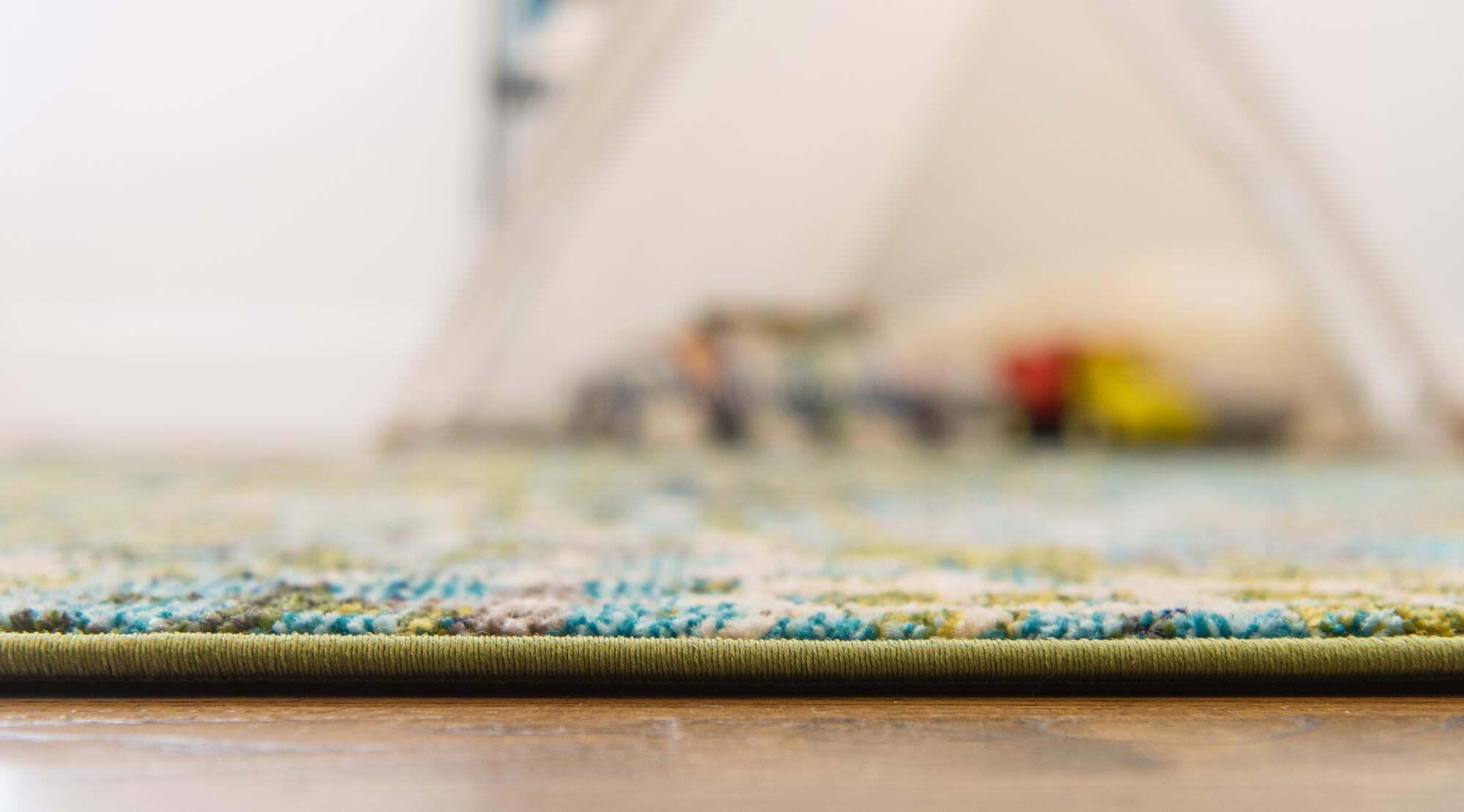 Unique Loom Indoor Rugs - Chromatic Abstract Rectangular 8x10 Rug Green & Blue