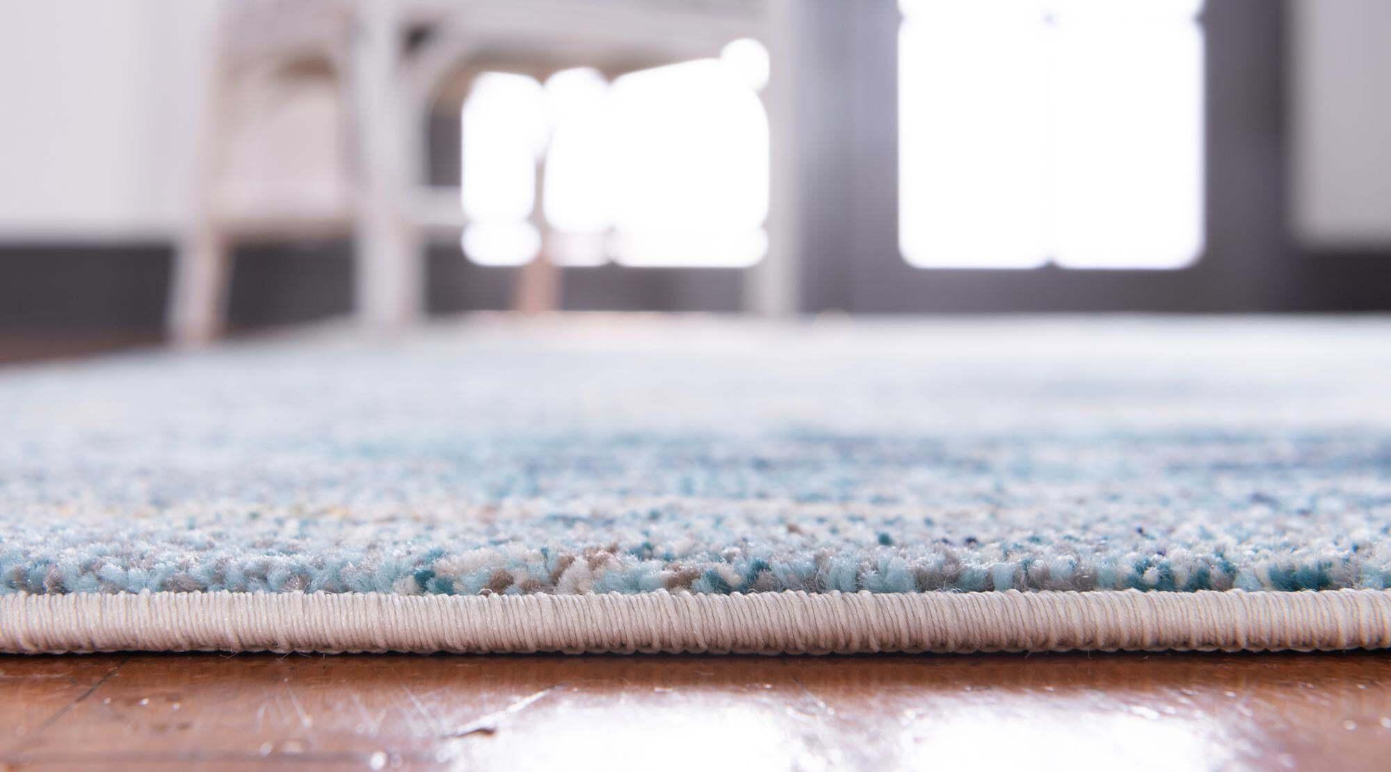 Unique Loom Indoor Rugs - Chromatic Abstract Rectangular 8x10 Rug Light Blue & Beige