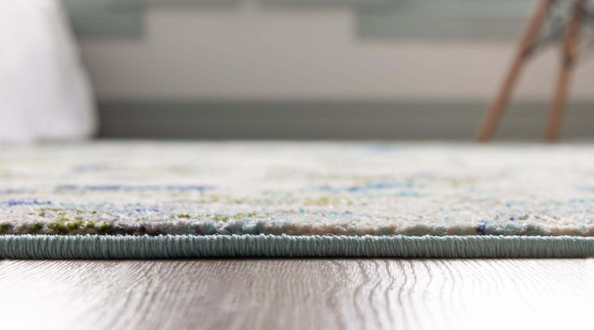 Unique Loom Indoor Rugs - Chromatic Abstract Rectangular 8x10 Rug Light Blue & Ivory
