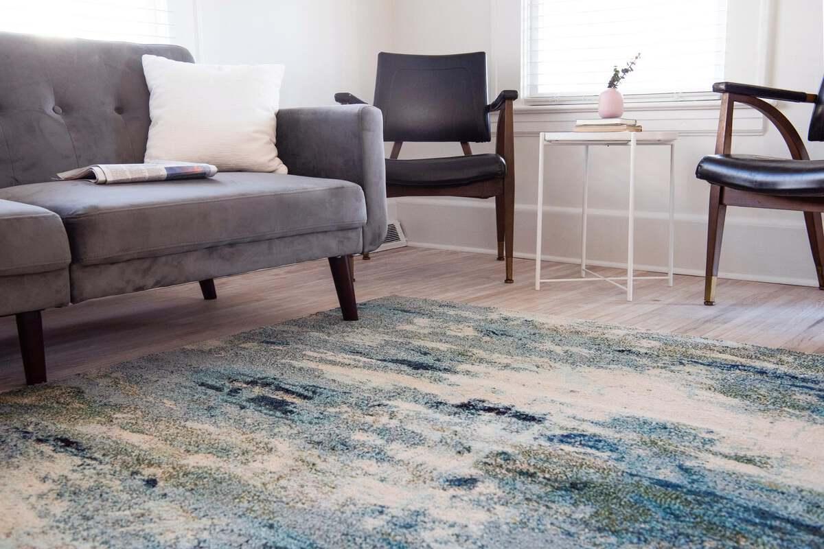 Unique Loom Indoor Rugs - Chromatic Coastal 10x14 Rectangular Rug Light Blue