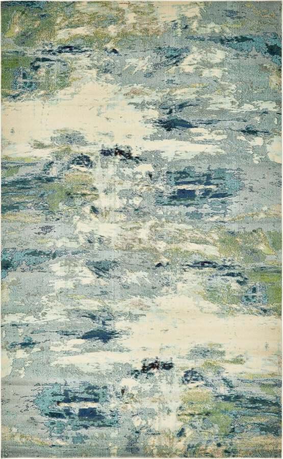Unique Loom Indoor Rugs - Chromatic Coastal Palace Rectangular Rug Light Blue