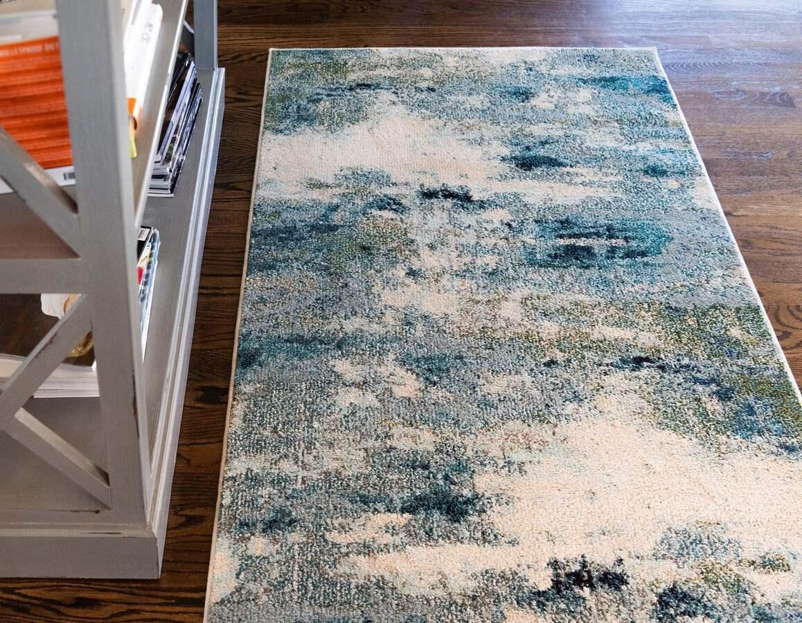 Unique Loom Indoor Rugs - Chromatic Coastal Palace Rectangular Rug Light Blue
