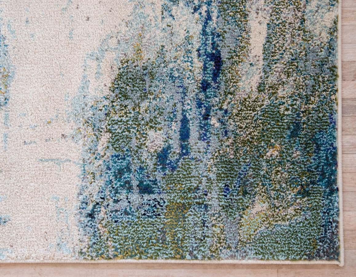 Unique Loom Indoor Rugs - Chromatic Coastal Palace Rectangular Rug Light Blue