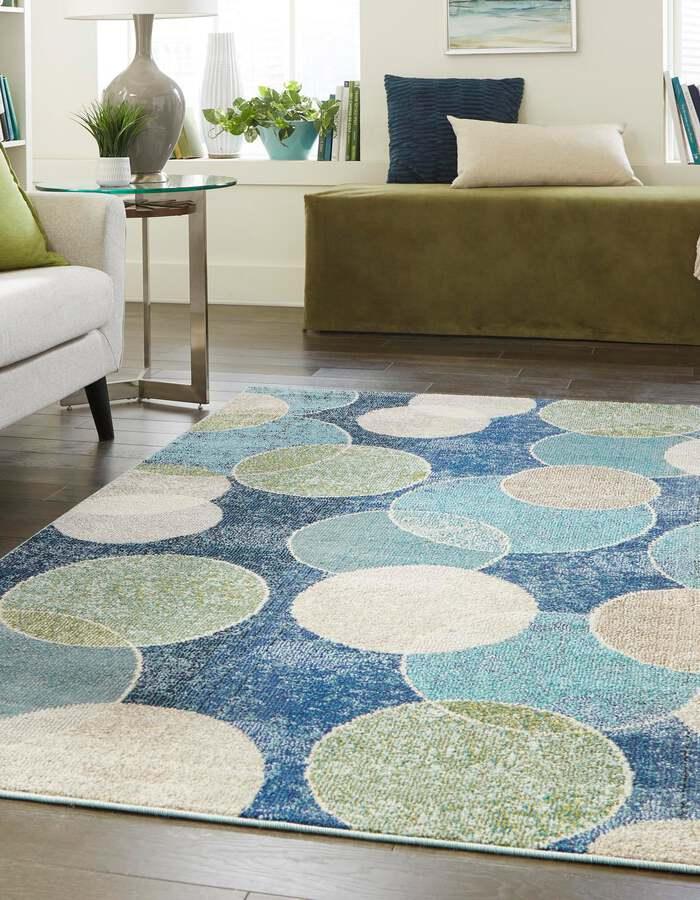 Unique Loom Indoor Rugs - Chromatic Coastal Palace Rectangular Rug Navy Blue