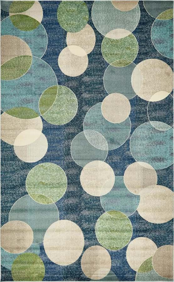 Unique Loom Indoor Rugs - Chromatic Coastal Palace Rectangular Rug Navy Blue