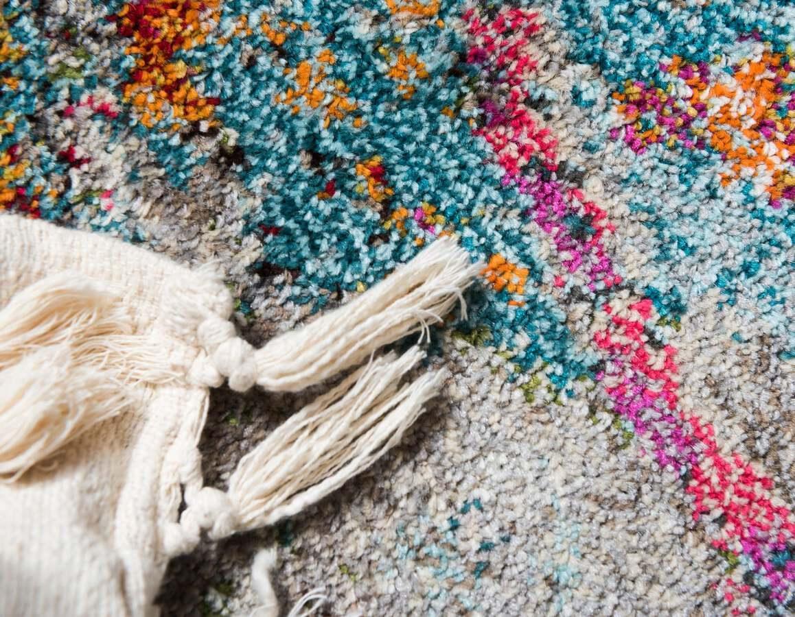 Unique Loom Indoor Rugs - Chromatic Geometric Palace Beige & Blue