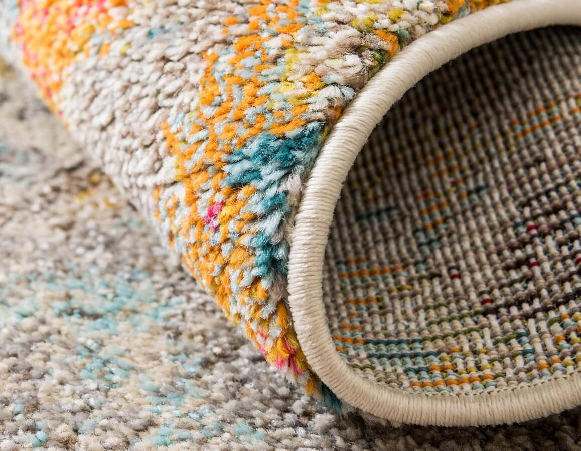 Unique Loom Indoor Rugs - Chromatic Geometric Palace Beige & Blue