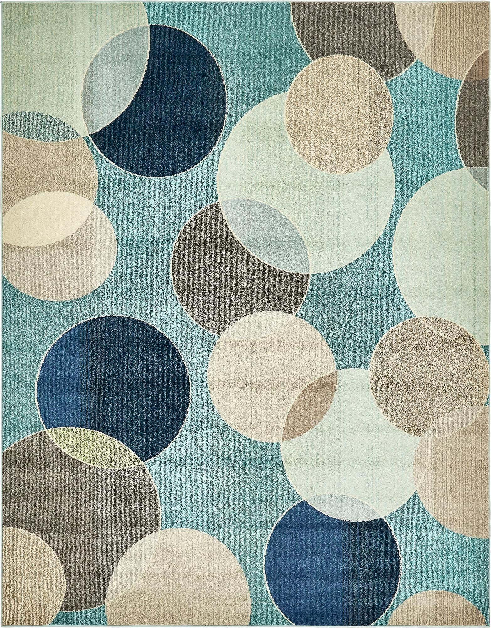 Unique Loom Indoor Rugs - Chromatic Geometric Rectangular 8x10 Rug Blue & Beige