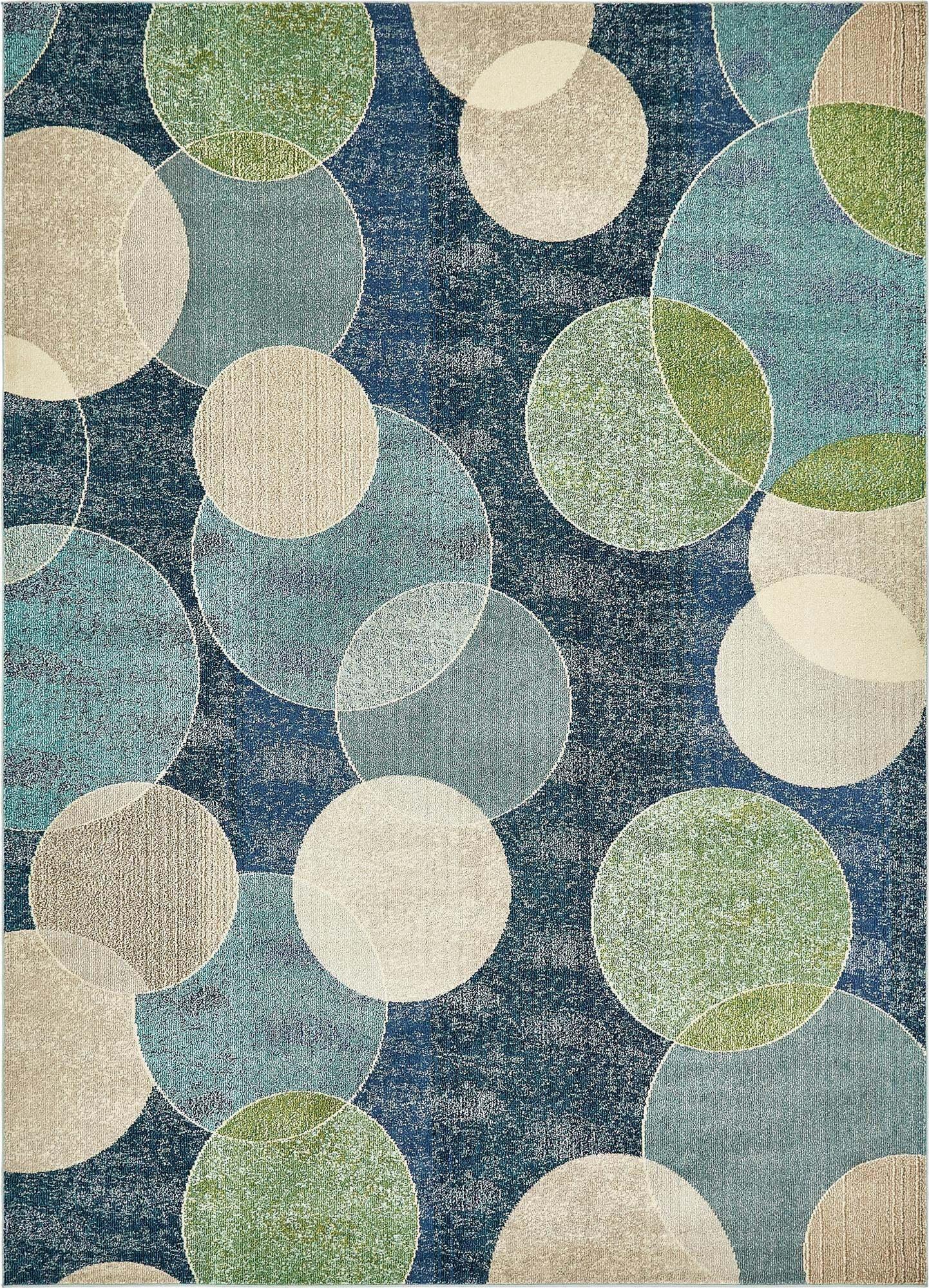 Unique Loom Indoor Rugs - Chromatic Geometric Rectangular 9x12 Rug Navy Blue & Beige