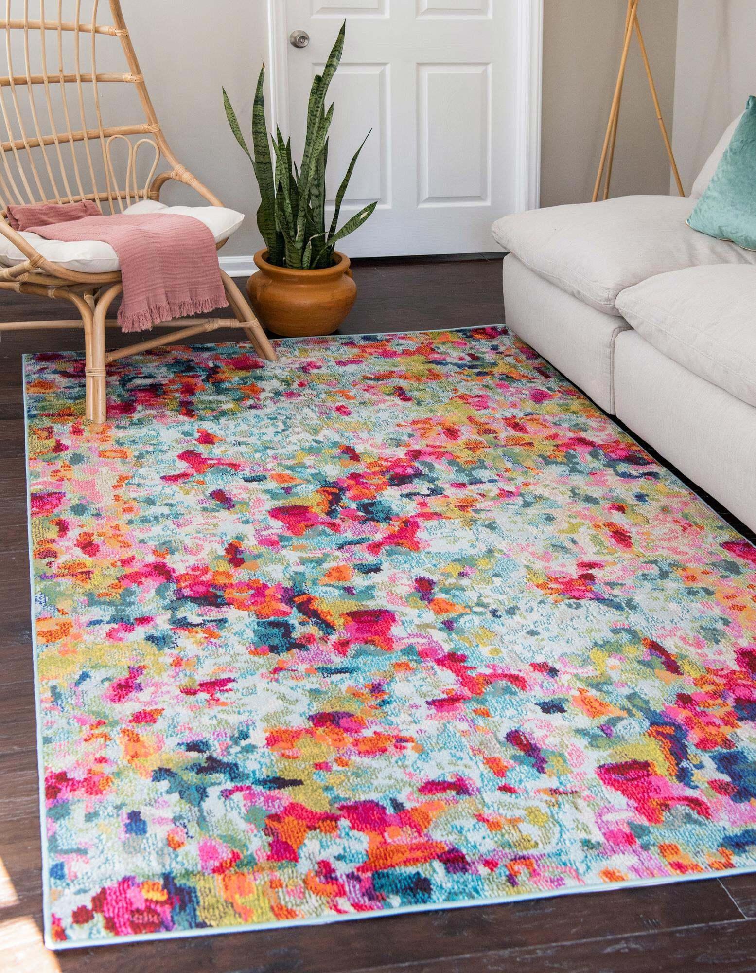 Unique Loom Indoor Rugs - Chromatic Rectangular 8x10 Rug Multi & Blue