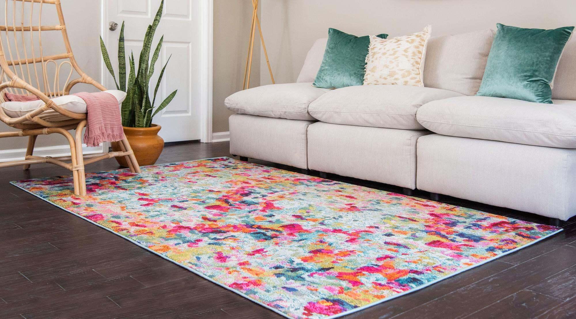 Unique Loom Indoor Rugs - Chromatic Rectangular 8x10 Rug Multi & Blue