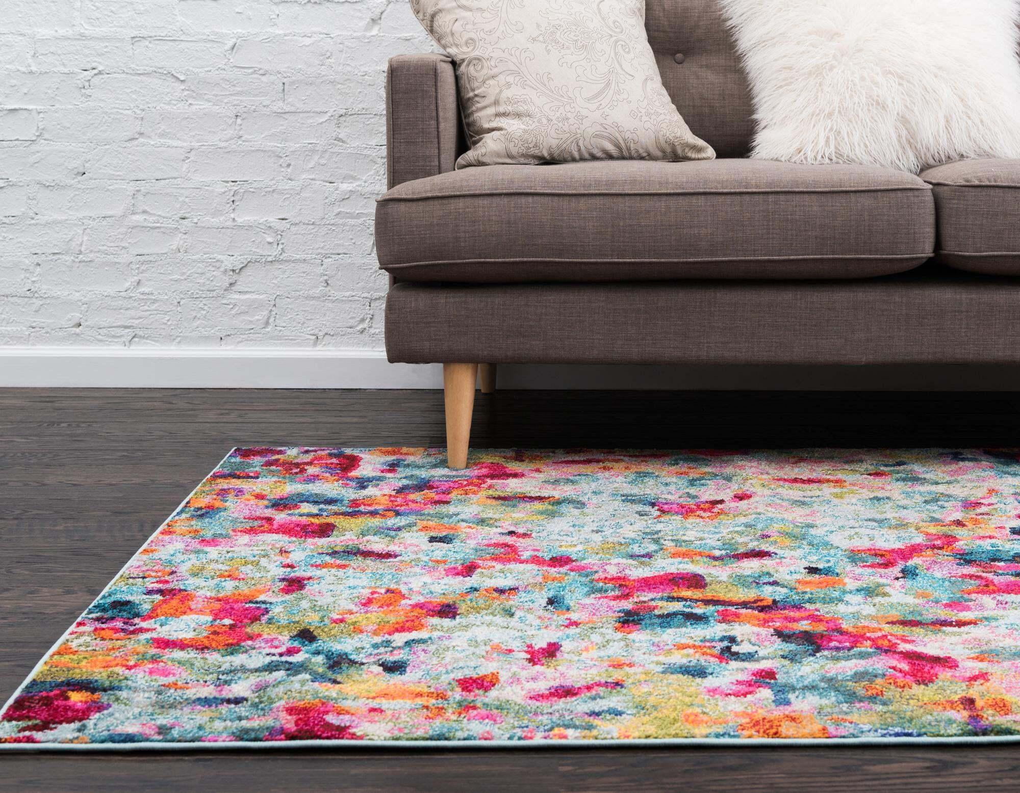 Unique Loom Indoor Rugs - Chromatic Rectangular 8x10 Rug Multi & Blue