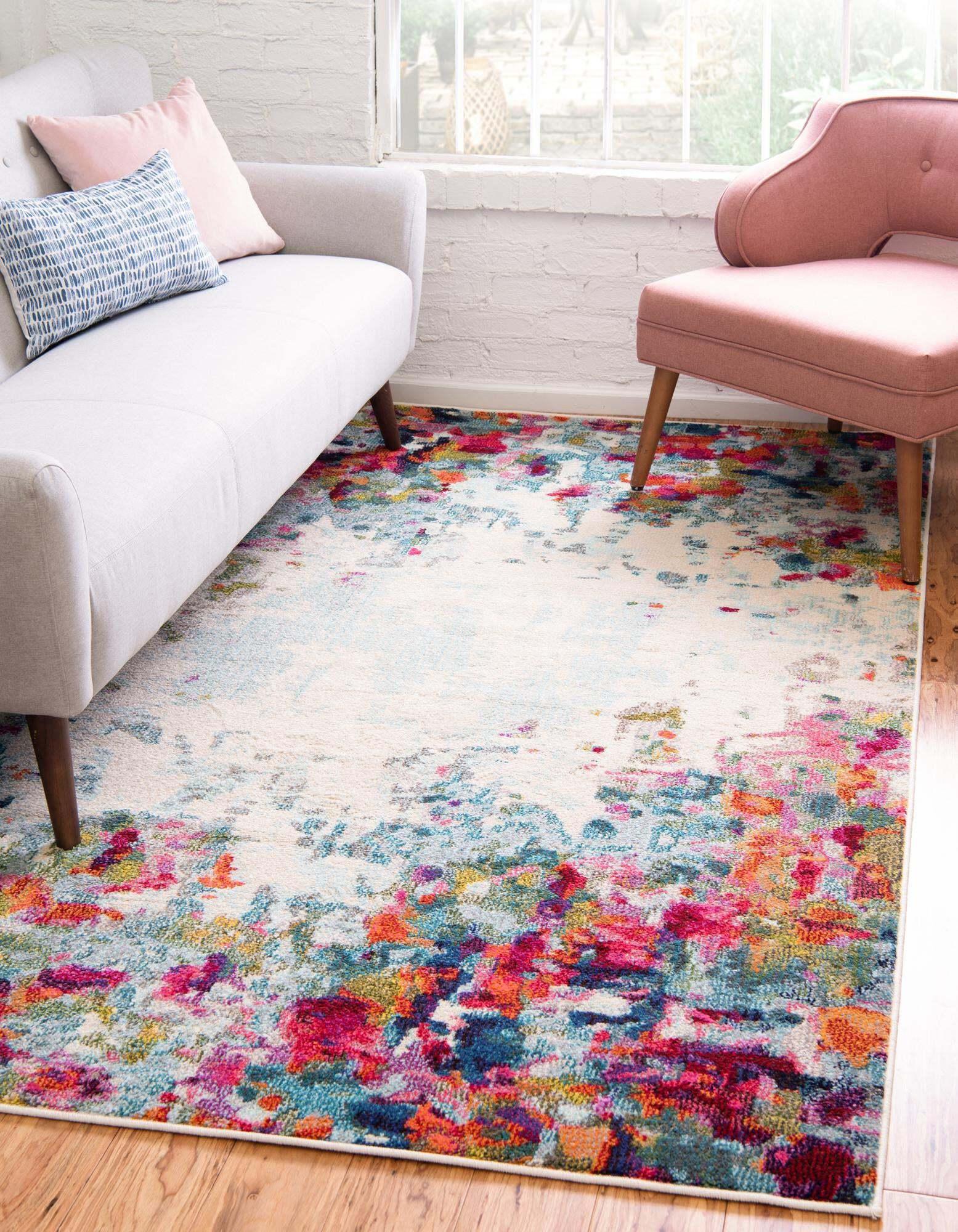 Unique Loom Indoor Rugs - Chromatic Rectangular 9x12 Rug Multi & Beige