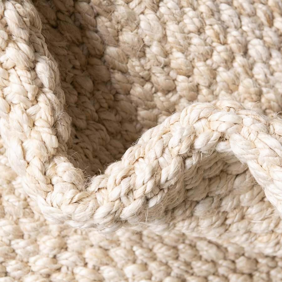 Unique Loom Indoor Rugs - Chunky Jute Beach/Nautical 8x10 Rectangular Rug Ivory