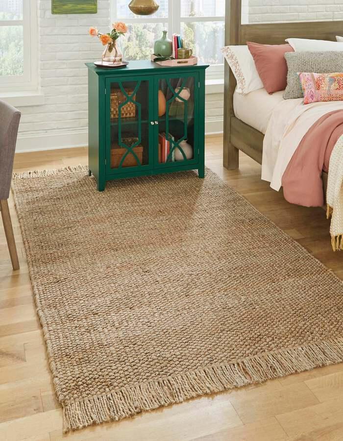 Unique Loom Indoor Rugs - Chunky Jute Beach/Nautical 8x10 Rectangular Rug Tan