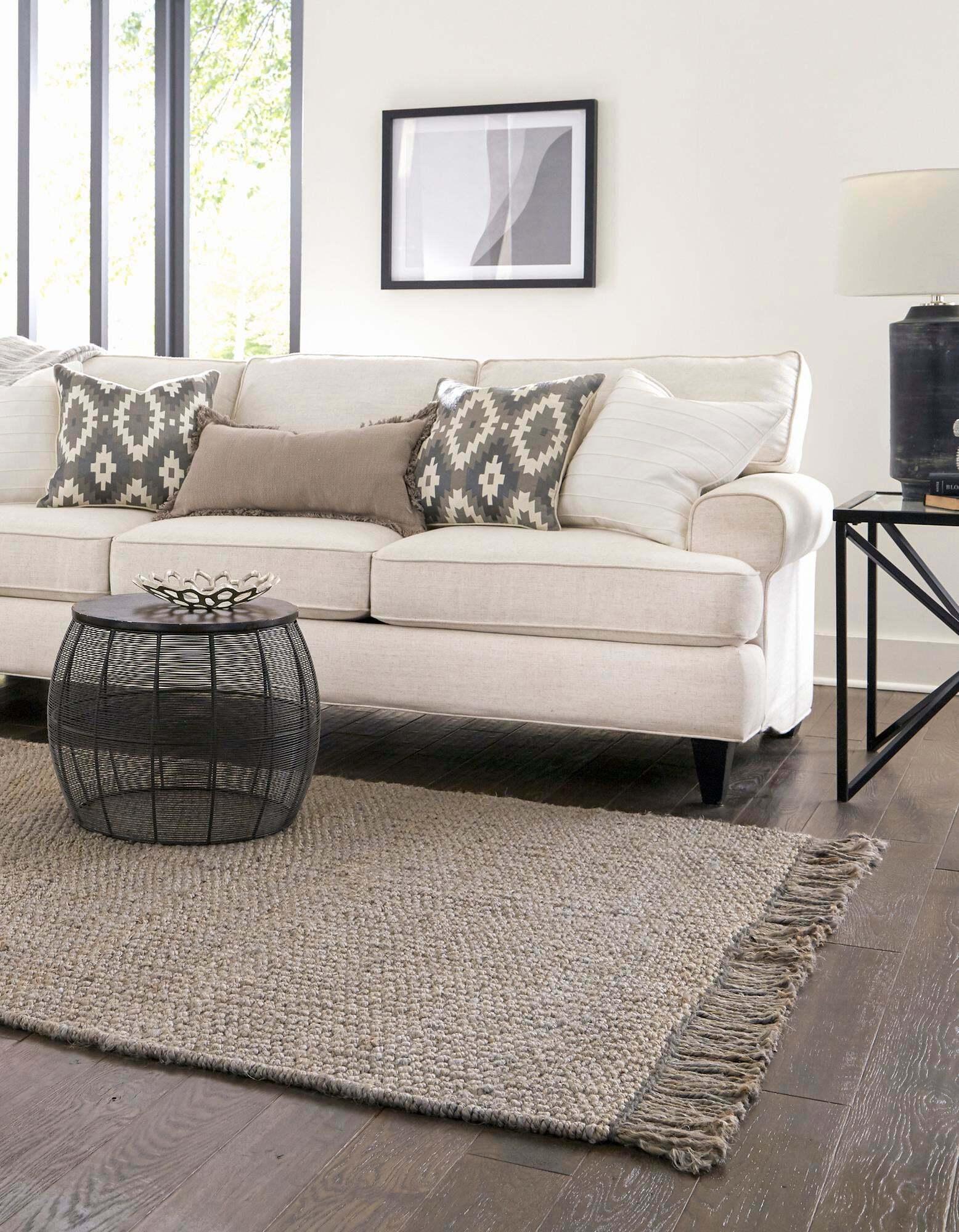 Unique Loom Indoor Rugs - Chunky Jute Solid Rectangular 8x10 Rug Gray