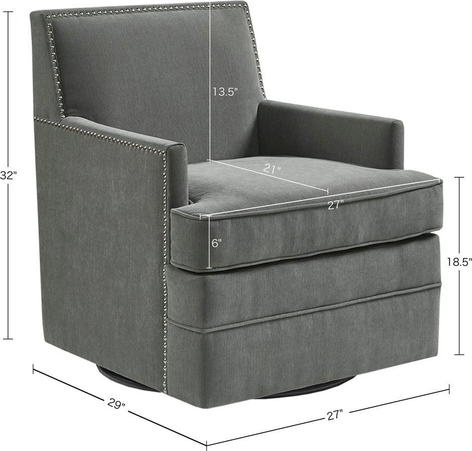 Olliix.com Accent Chairs - Circa Upholstered Swivel Chair Gray