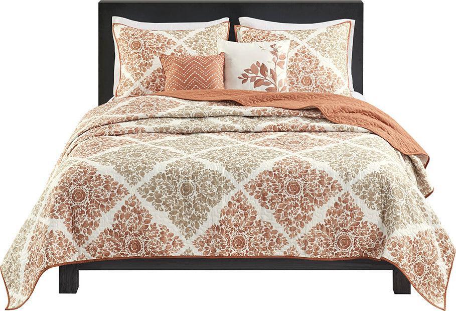 Olliix.com Comforters & Blankets - Claire King/California King 6 Piece Reversible Coverlet Set Multicolor