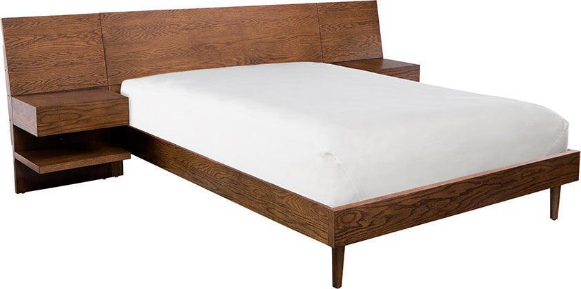 Olliix.com Beds - Clark king Bed with 2 Nightstand Pecan