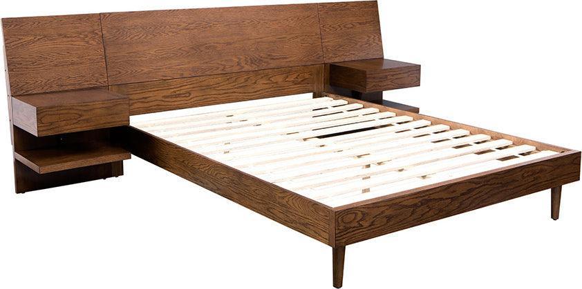 Olliix.com Beds - Clark king Bed with 2 Nightstand Pecan