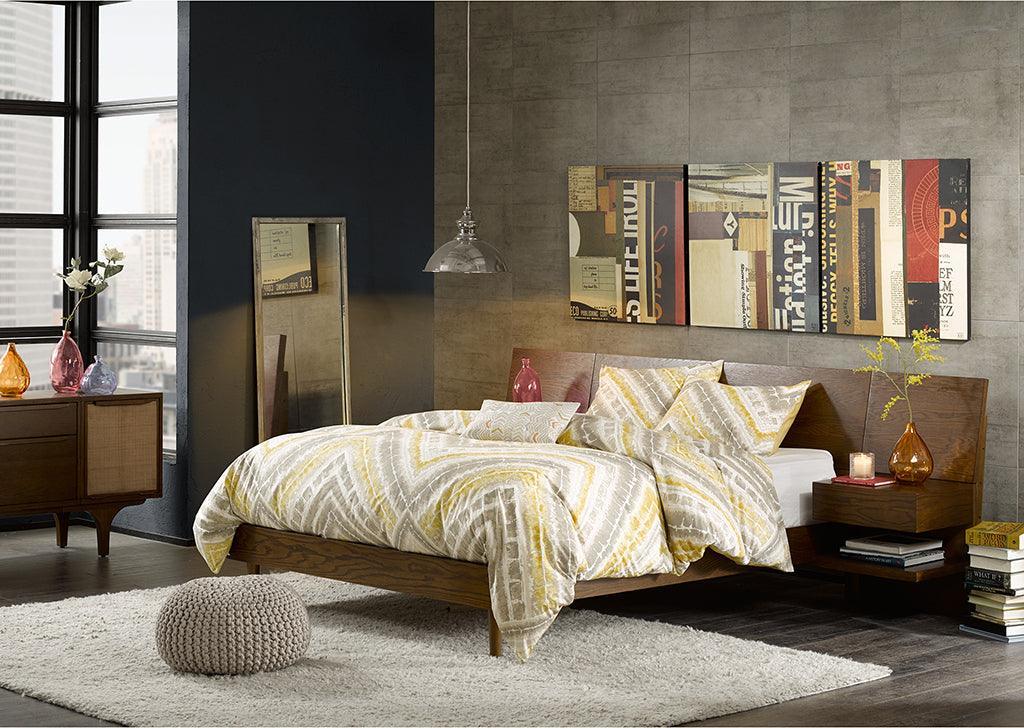 Olliix.com Beds - Clark king Bed with 2 Nightstand Pecan