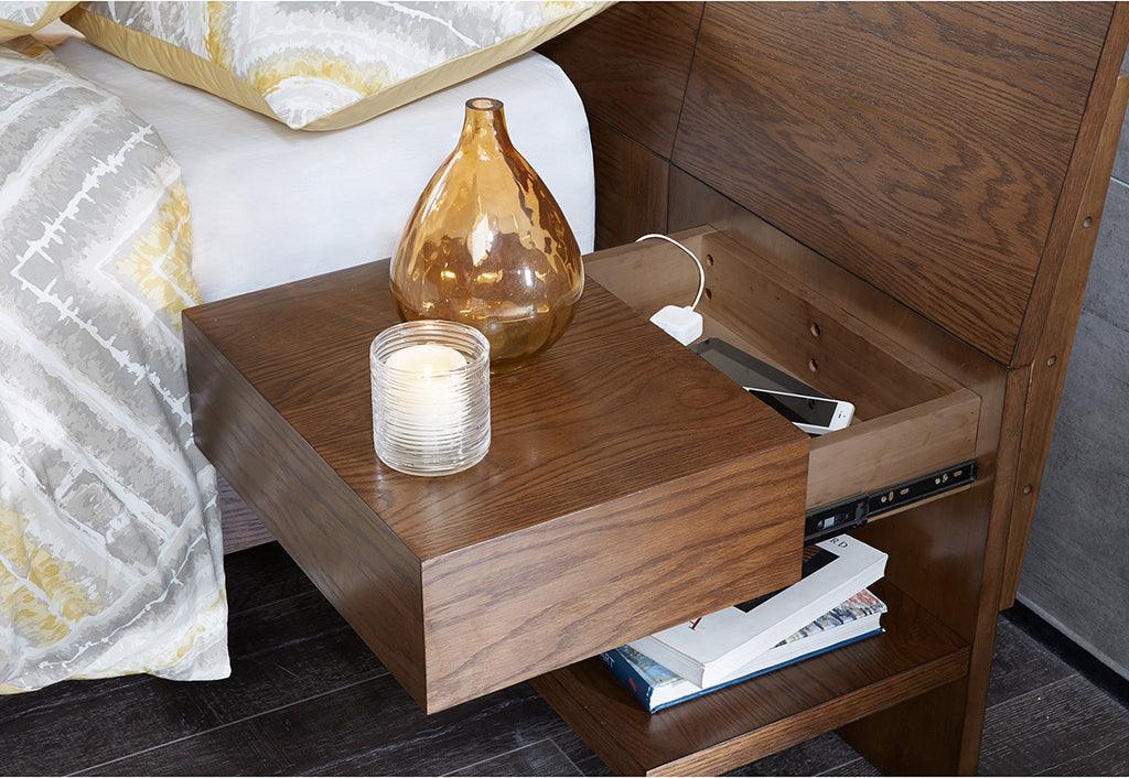 Olliix.com Beds - Clark king Bed with 2 Nightstand Pecan