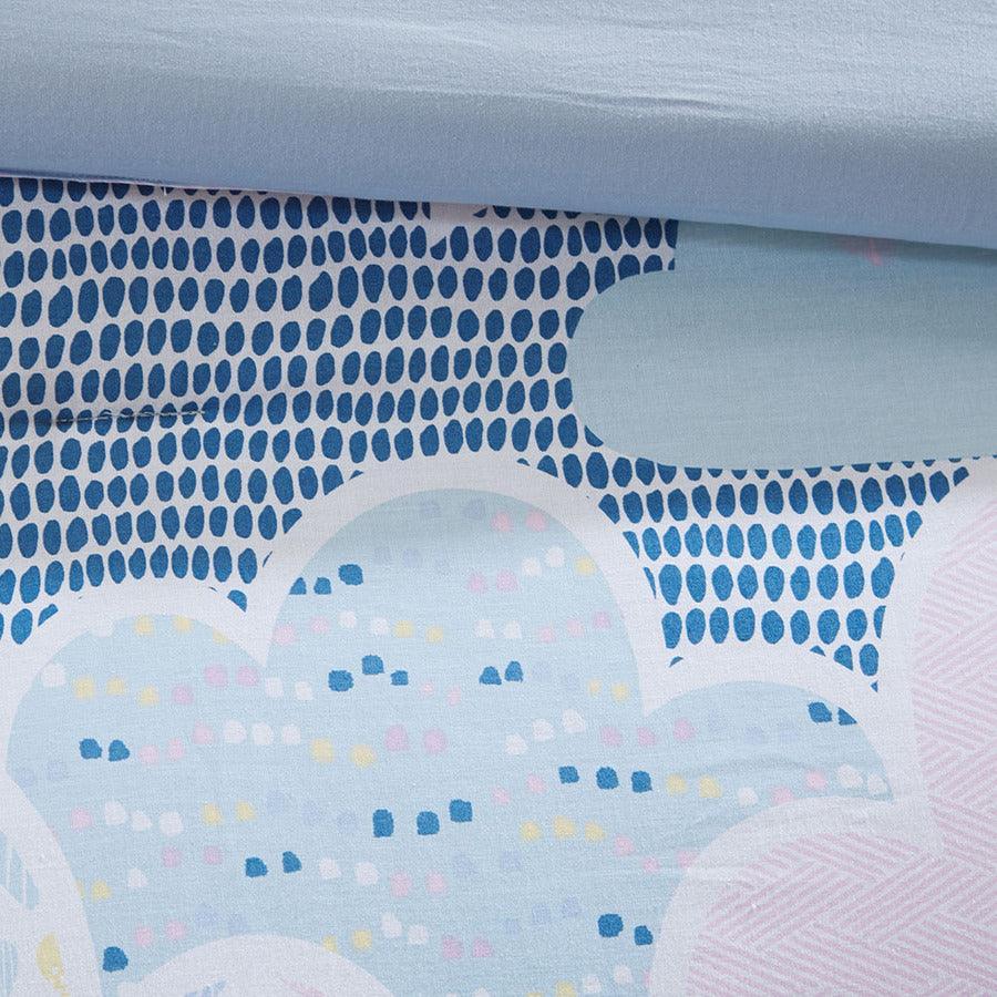 Olliix.com Comforters & Blankets - Cloud Full/Queen Cotton Printed Comforter Set Blue