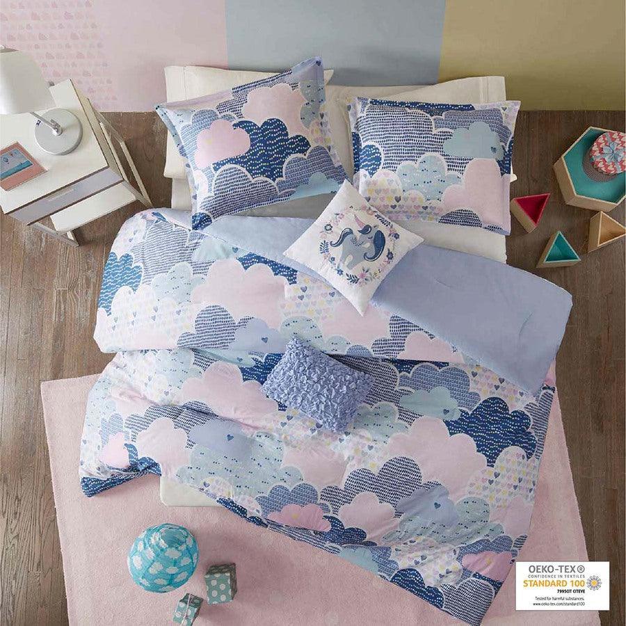 Olliix.com Duvet & Duvet Sets - Cloud Full/Queen Cotton Printed Duvet Cover Set Blue