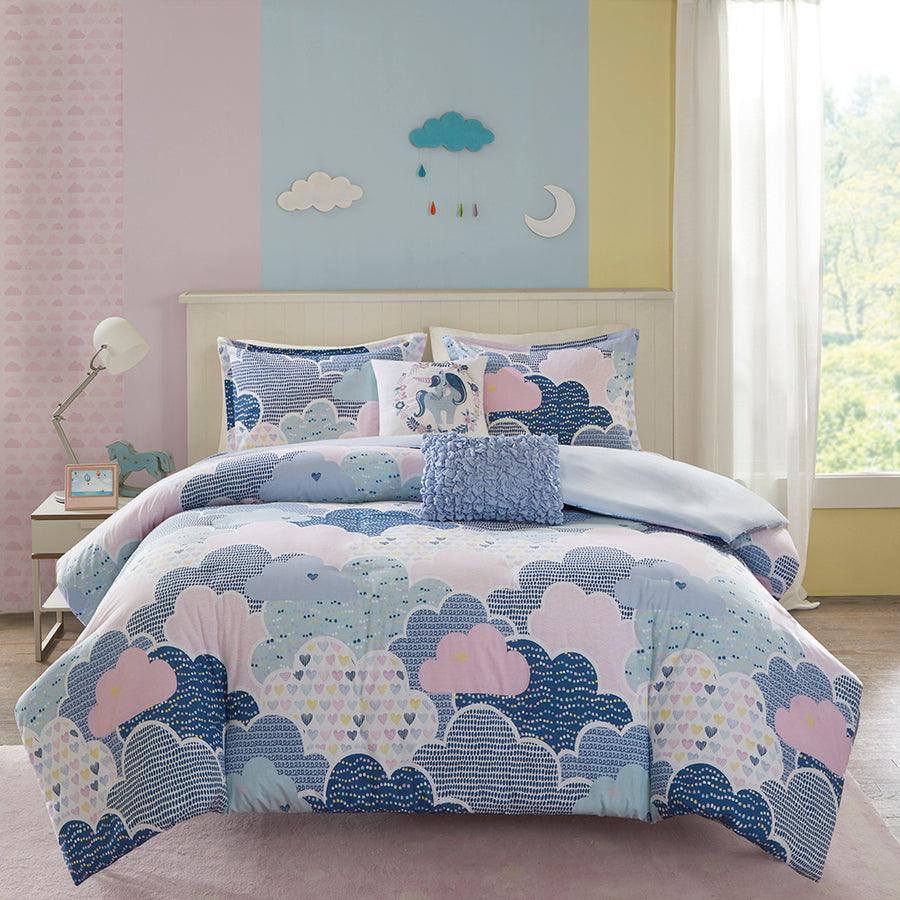 Olliix.com Duvet & Duvet Sets - Cloud Full/Queen Cotton Printed Duvet Cover Set Blue