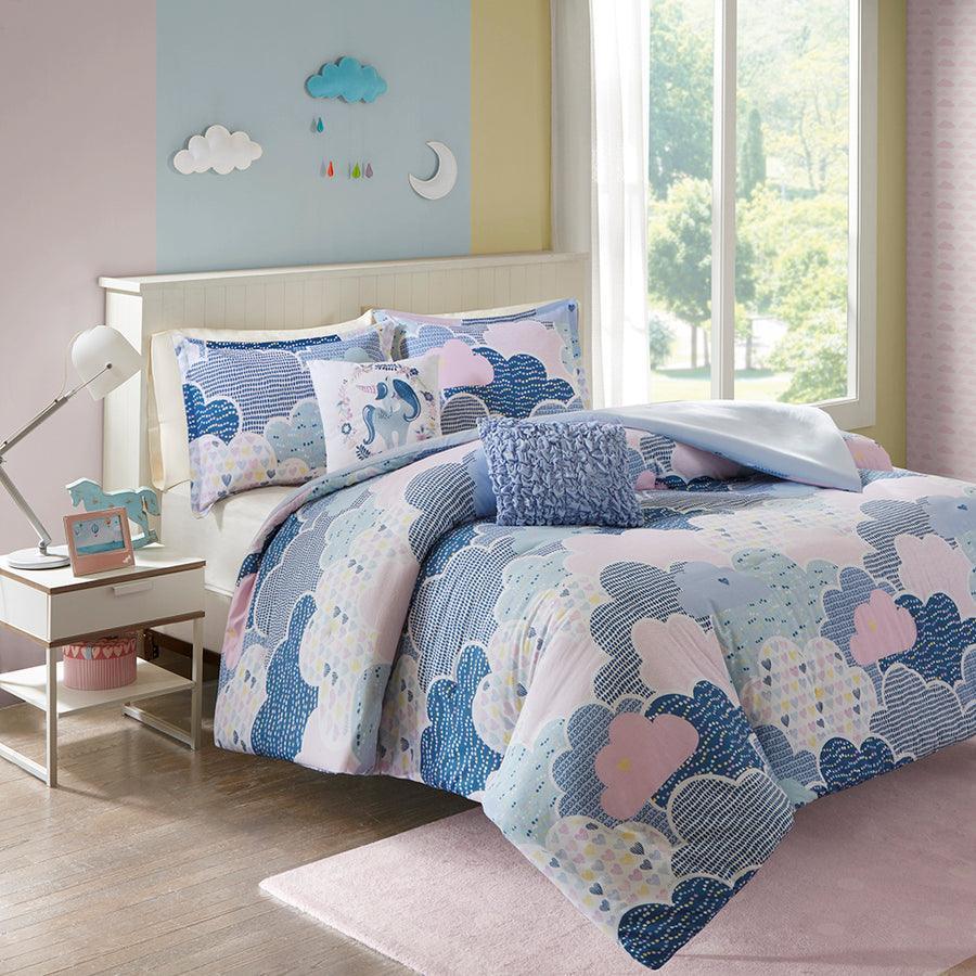 Olliix.com Duvet & Duvet Sets - Cloud Full/Queen Cotton Printed Duvet Cover Set Blue