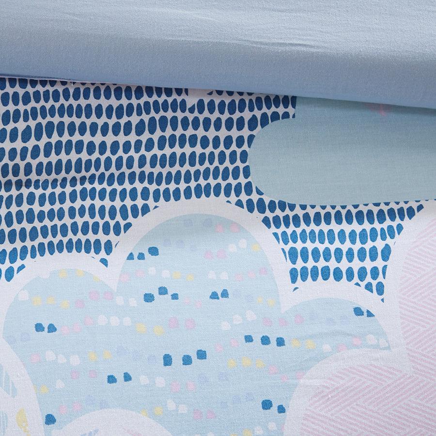 Olliix.com Duvet & Duvet Sets - Cloud Full/Queen Cotton Printed Duvet Cover Set Blue