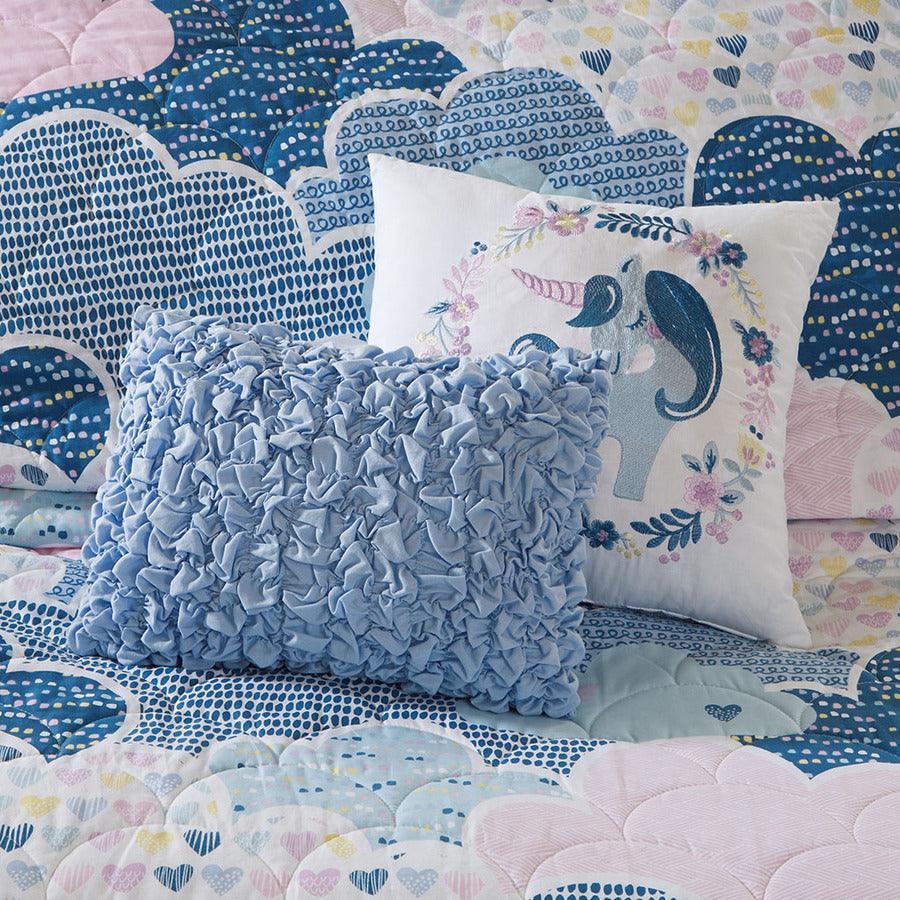 Olliix.com Comforters & Blankets - Cloud Full/Queen Cotton Reversible Coverlet Set Blue