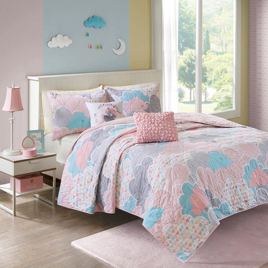 Olliix.com Comforters & Blankets - Cloud Full/Queen Cotton Reversible Coverlet Set Pink
