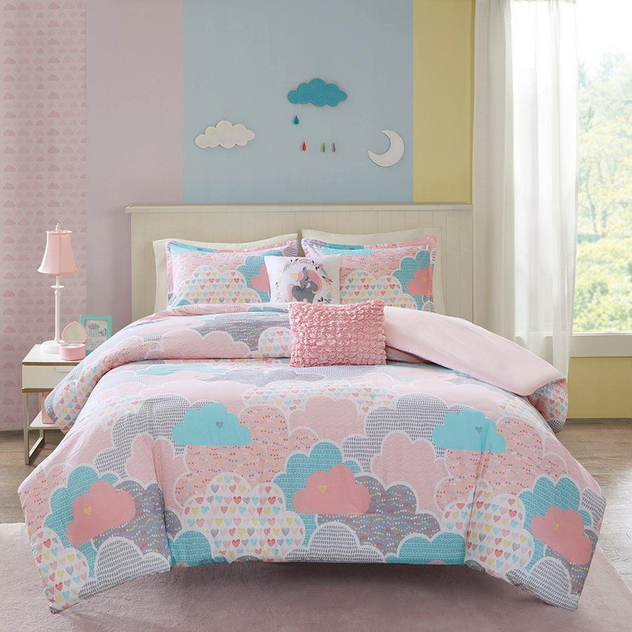 Olliix.com Duvet & Duvet Sets - Cloud Twin Cotton Printed Duvet Cover Set Pink