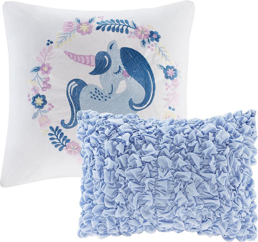 Olliix.com Comforters & Blankets - Cloud Twin Cotton Reversible Coverlet Set Blue